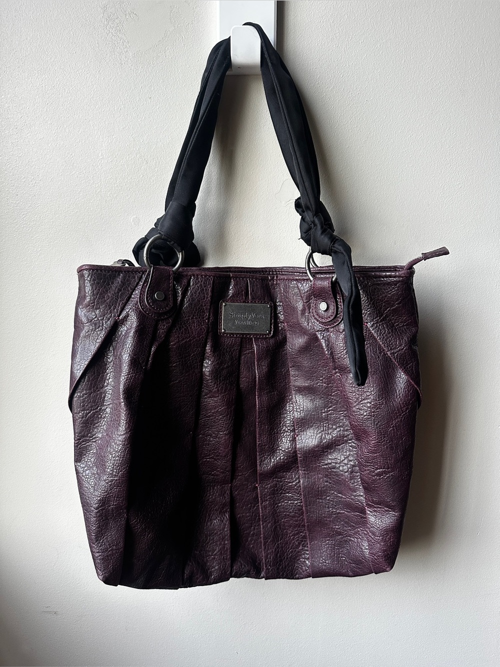 Simply Vera Vera Wang Purple Pleated Hobo Shoulder Bag Y2K Everyday Tote